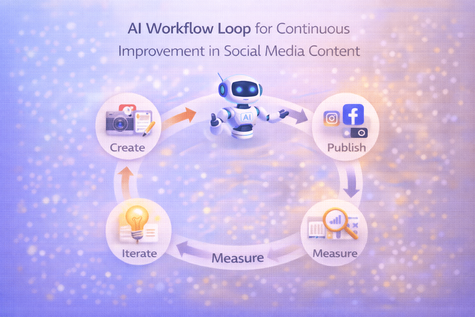 AI workflow loop for continuous improvement in social media content.