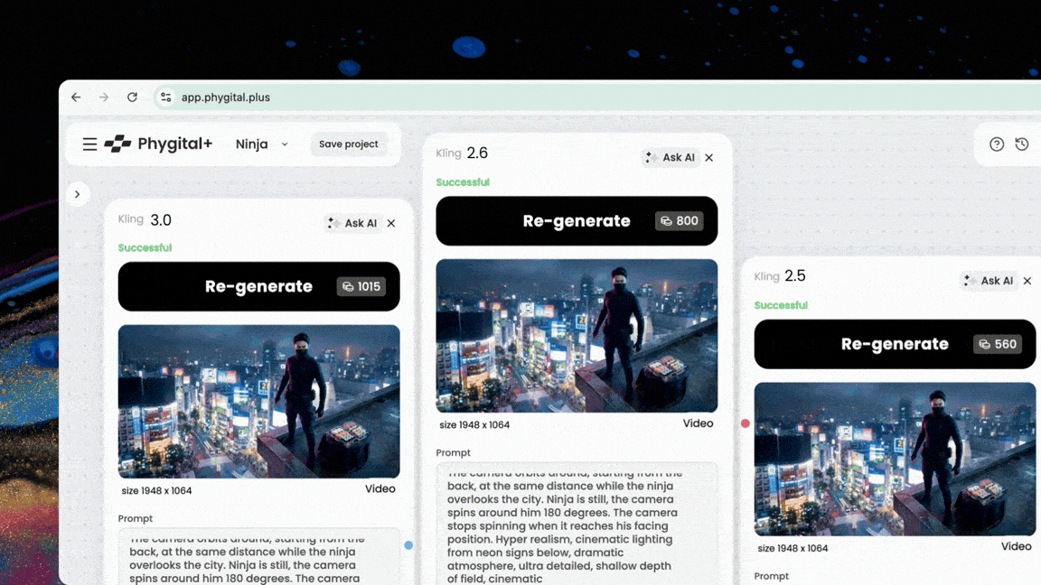 Kling AI video comparison: models 2.5, 2.6 and 3.0 side by side generation results