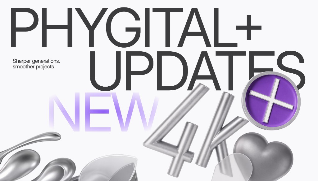 Phygital+ Updates cover image with 4K text and purple plus icon